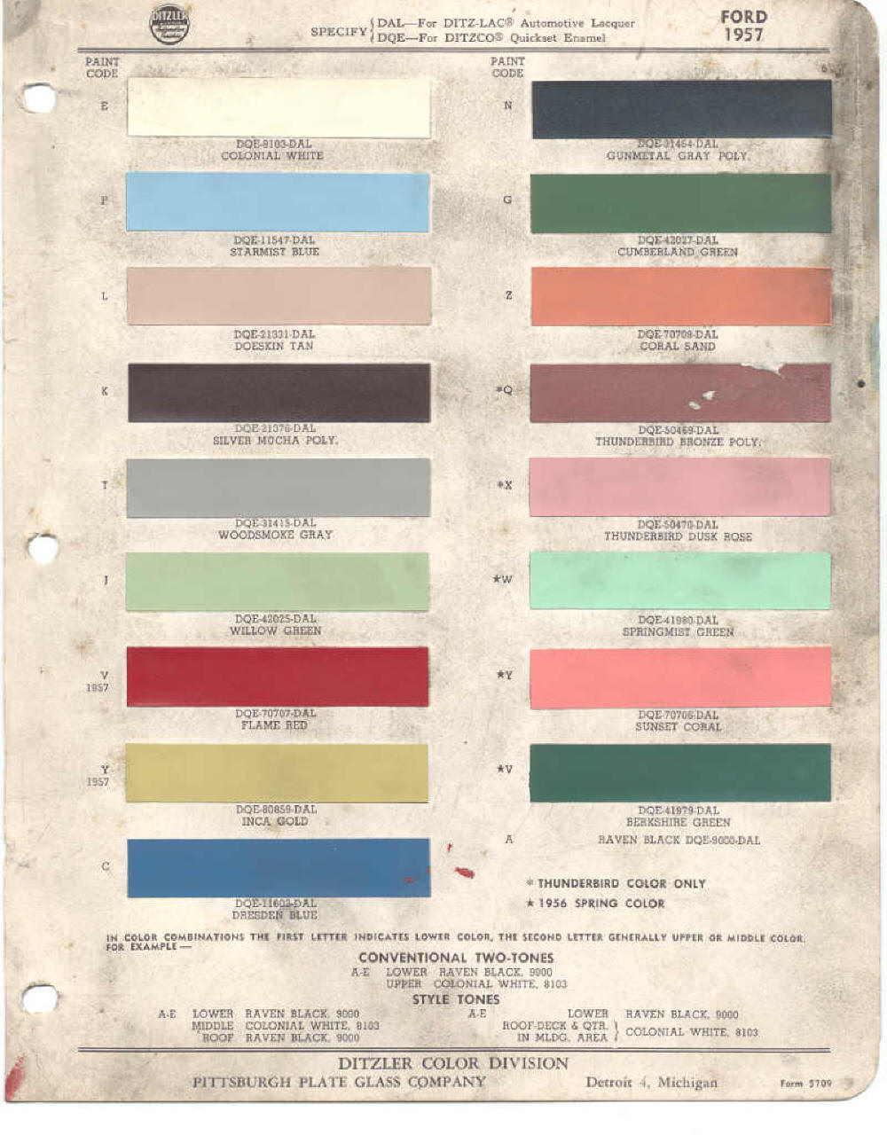 1957 Chevy Color Chart